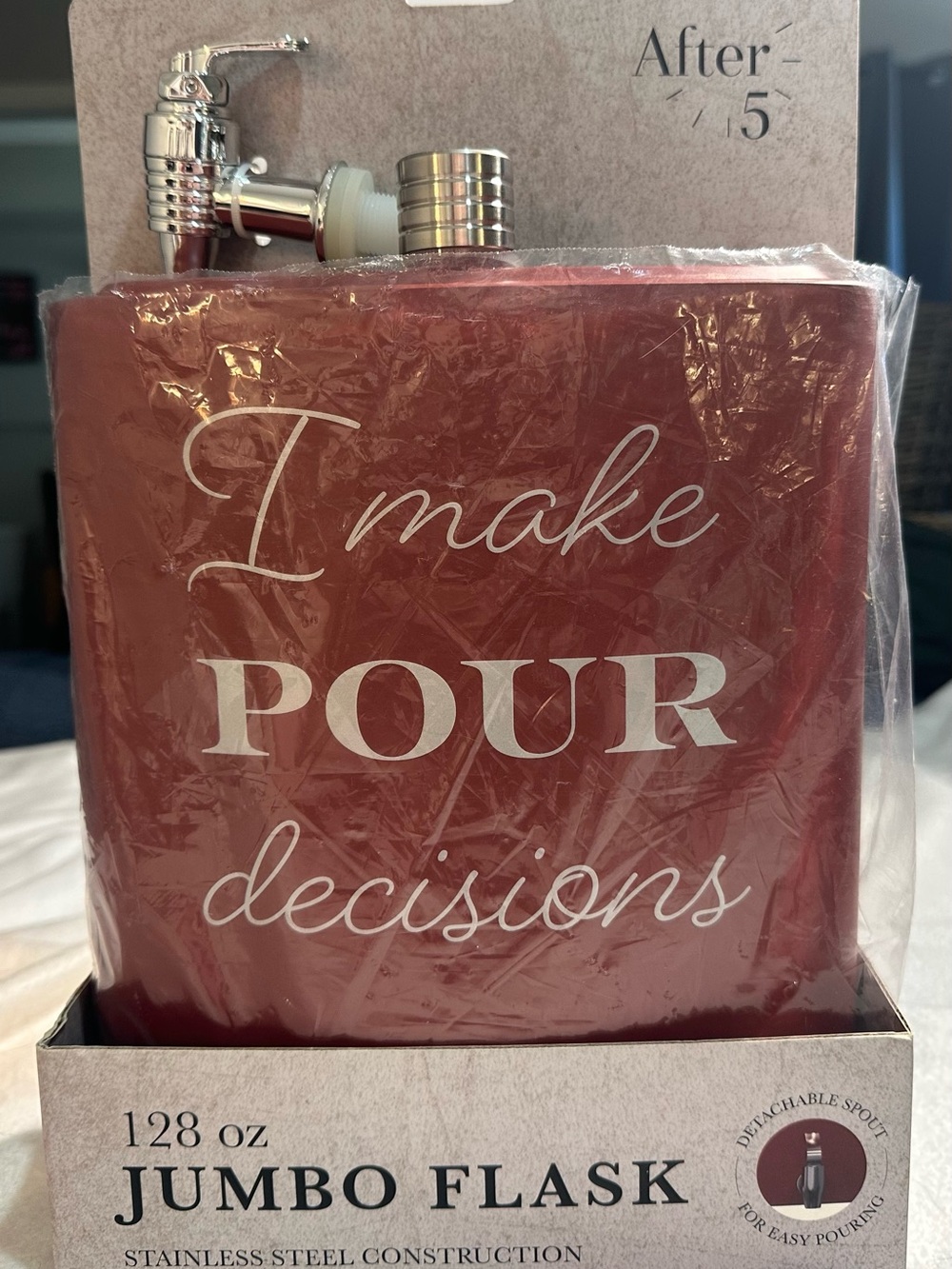 Red 'I Make Pour Decisions' Jumbo Flask